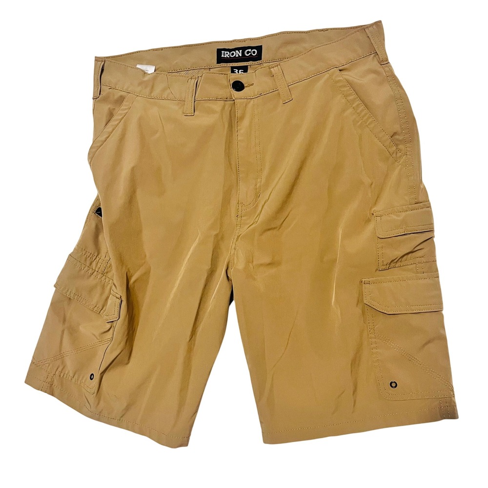 Iron Co Mens Cargo Shorts‎ Khaki Tan Performance Quick Dry Hiking Size 36